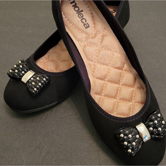 BLACK MOLECA LOW WEDGE STYLE FLAT SHOES - Picture 16 of 16